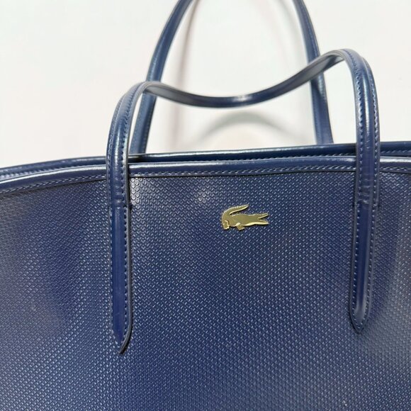 Lacoste Chantaco Bag | Coated Split Cow Leather | Carry-All Bag | Navy Blue - Picture 7 of 12